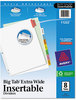 A Picture of product AVE-11222 Avery® Insertable Big Tab™ Dividers 8-Tab, 11.13 x 9.25, White, Assorted Tabs, 1 Set