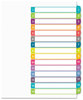 A Picture of product AVE-11845 Avery® Customizable Table of Contents Ready Index® Multicolor Dividers with Printable Section Titles TOC Tab 15-Tab, 1 to 15, 11 x 8.5, White, Contemporary Color Tabs, Set