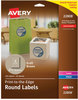 A Picture of product AVE-22808 Avery® Round Brown Kraft Print-to-the-Edge Labels 2.5" dia, 225/PK