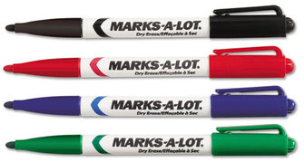 Avery® MARKS A LOT® Pen-Style Dry Erase Markers Medium Bullet Tip, Assorted Colors, 4/Set (24459)