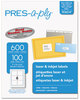 A Picture of product AVE-30604 PRES-a-ply® Labels Laser Printers, 3.33 x 4, White, 6/Sheet, 100 Sheets/Box