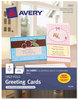 A Picture of product AVE-3265 Avery® Greeting Cards with Matching Envelopes Half-Fold Inkjet, 85 lb, 5.5 x 8.5, Matte White, 1 Card/Sheet, 20 Sheets/Box