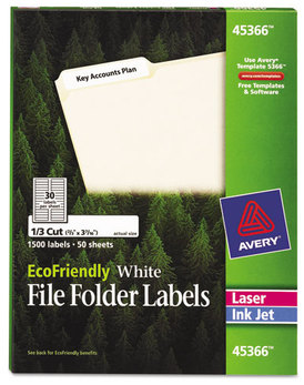 Avery® EcoFriendly Permanent File Folder Labels 0.66 x 3.44, White, 30/Sheet, 50 Sheets/Pack