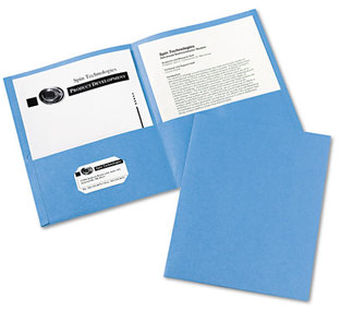 Avery® Two-Pocket Folder 40-Sheet Capacity, 11 x 8.5, Light Blue, 25/Box