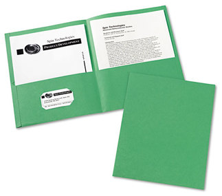 Avery® Two-Pocket Folder 40-Sheet Capacity, 11 x 8.5, Green, 25/Box