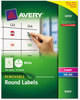 A Picture of product AVE-6450 Avery® Removable Multi-Use Labels Inkjet/Laser Printers, 1" dia, White, 63/Sheet, 15 Sheets/Pack