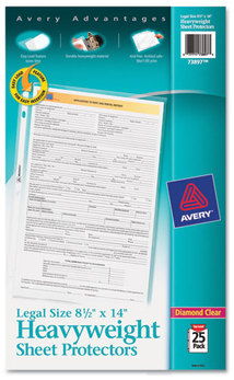 Avery® Heavyweight and Super Easy Load Diamond Clear Sheet Protector Top-Load Polypropylene Heavy, Legal, 25/Pack
