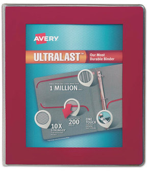 Avery® UltraLast® Heavy-Duty View Binder with One Touch Slant Rings 3 1" Capacity, 11 x 8.5, Red