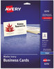 A Picture of product AVE-8376 Avery® Printable Microperforated Business Cards with Sure Feed® Technology w/Sure Inkjet, 2 x 3.5, Ivory, 250 10/Sheet, 25 Sheets/Pack