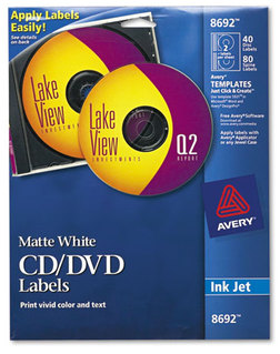Avery® CD Labels Inkjet Matte White, 40/Pack