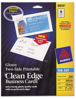 Avery® Premium Clean Edge® Business Cards True Print Inkjet, 2 x 3.5, Glossy White, 200 10 Sheet, 20 Sheets/Pack