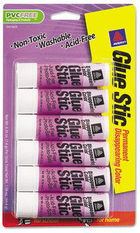 Avery® Permanent Glue Stic™ Value Pack, 0.26 oz, Applies Purple, Dries Clear, 6/Pack
