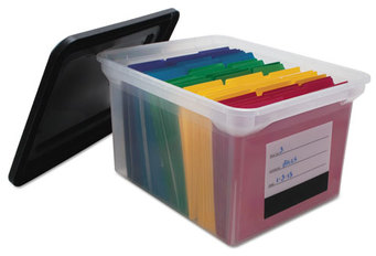 Innovative Storage Designs File Tote with Contents Label,  Letter/Legal, Clear/Black