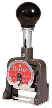Bates Standard Multiple Movement Numbering Machine,  Six Wheels, Re-Inkable, Size E, Black