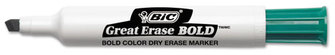 BIC® Great Erase® Bold Tank-Style Dry Erase Marker,  Chisel Tip, Green, Dozen