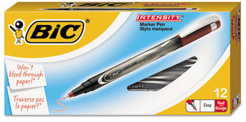 BIC® Intensity® Marker Pen,  .5mm, Fine, Red, Dozen