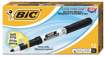 BIC® Great Erase® Grip Fine Point Dry Erase Marker,  Black, Dozen