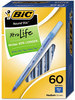 A Picture of product BIC-GSM609BE BIC® Round Stic™ Xtra Precision & Xtra Life Ballpoint Pen,  Blue Ink, 1mm, Medium, 60/Box