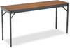 A Picture of product BRK-CL2472WA Barricks Special Size Folding Table,  Rectangular, 72w x 24d x 30h, Walnut/Black