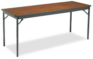 Barricks Special Size Folding Table,  Rectangular, 72w x 24d x 30h, Walnut/Black