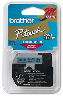 Brother P-Touch® M Series Standard Adhesive Labeling Tape,  3/8w, Black on Blue
