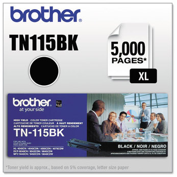 Brother TN110BK, TN110C, TN110M, TN110Y, TN115BK, TN115C, TN115M, TN115Y Toner Cartridge,  Black