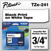 A Picture of product BRT-TZE241 Brother P-Touch® TZe Series Standard Adhesive Laminated Labeling Tape,  3/4w, Black on White