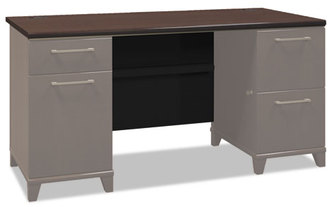 Bush® Enterprise Collection Double Pedestal Desk,  Mocha Cherry (Box 2 of 2)