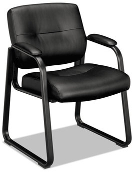 basyx® VL690 Series Guest Chair,  Black Leather