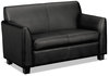 A Picture of product BSX-VL872SB11 HON® Circulate™ Reception Seating Love Seat Leather Two-Cushion Loveseat, 53.5w x 28.75d 32h, Black