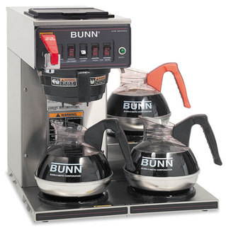 BUNN® CWTF-3 Three Burner Automatic Coffee Brewer,  Stainless Steel, Black