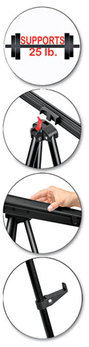 MasterVision®  Telescoping Tripod Display Easel,  Adjusts 35" to 64" High, Metal, Black