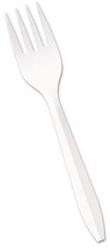 Boardwalk® Mediumweight Polypropylene Cutlery Fork. White. 1000/carton.