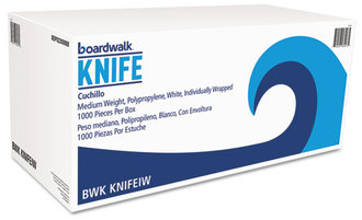Boardwalk® Mediumweight Wrapped Polypropylene Cutlery Knife. White. 1000/carton.