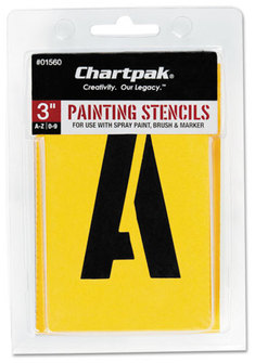 Chartpak® Professional Lettering Stencils,  A-Z Set/0-9, Manila, 35/Set