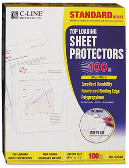 C-Line® Polypropylene Sheet Protector,  Non-Glare, 2", 11 x 8 1/2, 100/BX