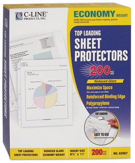 C-Line® Polypropylene Sheet Protector,  Reduced Glare, 2", 11 x 8 1/2, 200/BX