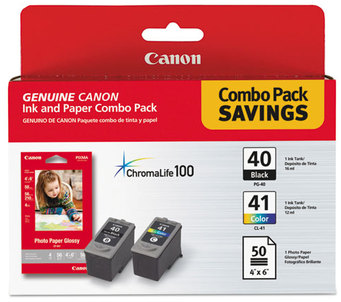Canon® 0615B009 Ink Cartridge and Glossy Photo Paper Combo Pack,  Black/Tri-Color