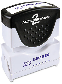 ACCUSTAMP2® Pre-Inked Shutter Stamp with Microban®,  Blue, EMAILED, 1 5/8 x 1/2