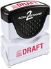 A Picture of product COS-035585 ACCUSTAMP2® Pre-Inked Shutter Stamp with Microban®,  Red, DRAFT, 1 5/8 x 1/2