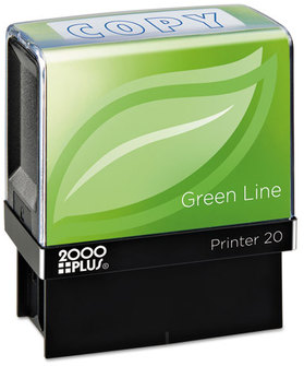 2000 PLUS® Green Line Self-Inking Message Stamp,  Copy, 1 1/2 x 9/16, Blue