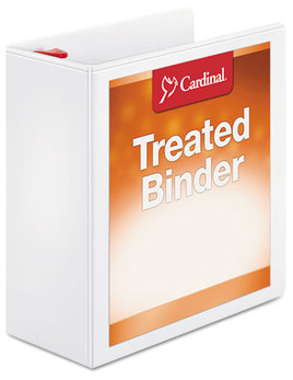 Cardinal® Treated ClearVue™ Locking Slant-D® Ring Binder,  4" Cap, 11 x 8 1/2, White