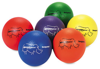 Champion Sports Rhino Skin® Dodge Ball Set,  Rhino Skin, Assorted Colors, 6/Set