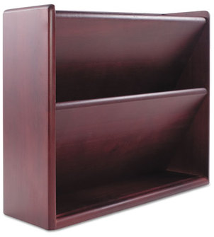 Carver™ Hardwood Double Wall File,  Letter, Two Pocket, Mahogany