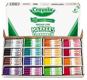 Crayola® Non-Washable Marker,  Broad Point, 16 Classic Colors, 256/Box