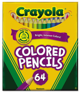 Crayola® Short Colored Pencils Hinged Top Box,  HB, 3.3 mm, Assorted, 64/Pack
