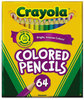 A Picture of product CYO-683364 Crayola® Short Colored Pencils Hinged Top Box,  HB, 3.3 mm, Assorted, 64/Pack