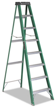 Louisville® Fiberglass Step Ladder,  8 ft, 7-Step, Green/Black