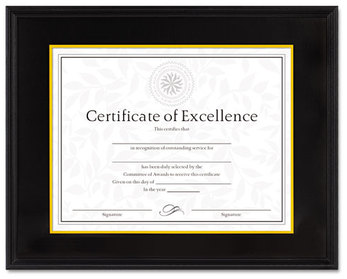 DAX® Hardwood Document/Certificate Frame,  11 x 14, 8 1/2 x 11, Black