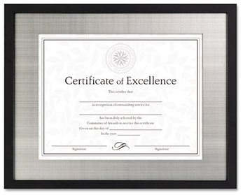 DAX® Contemporary Wood Document Frame,  Silver Metal Mat, 11 x 14, 8 1/2 x 11, Black